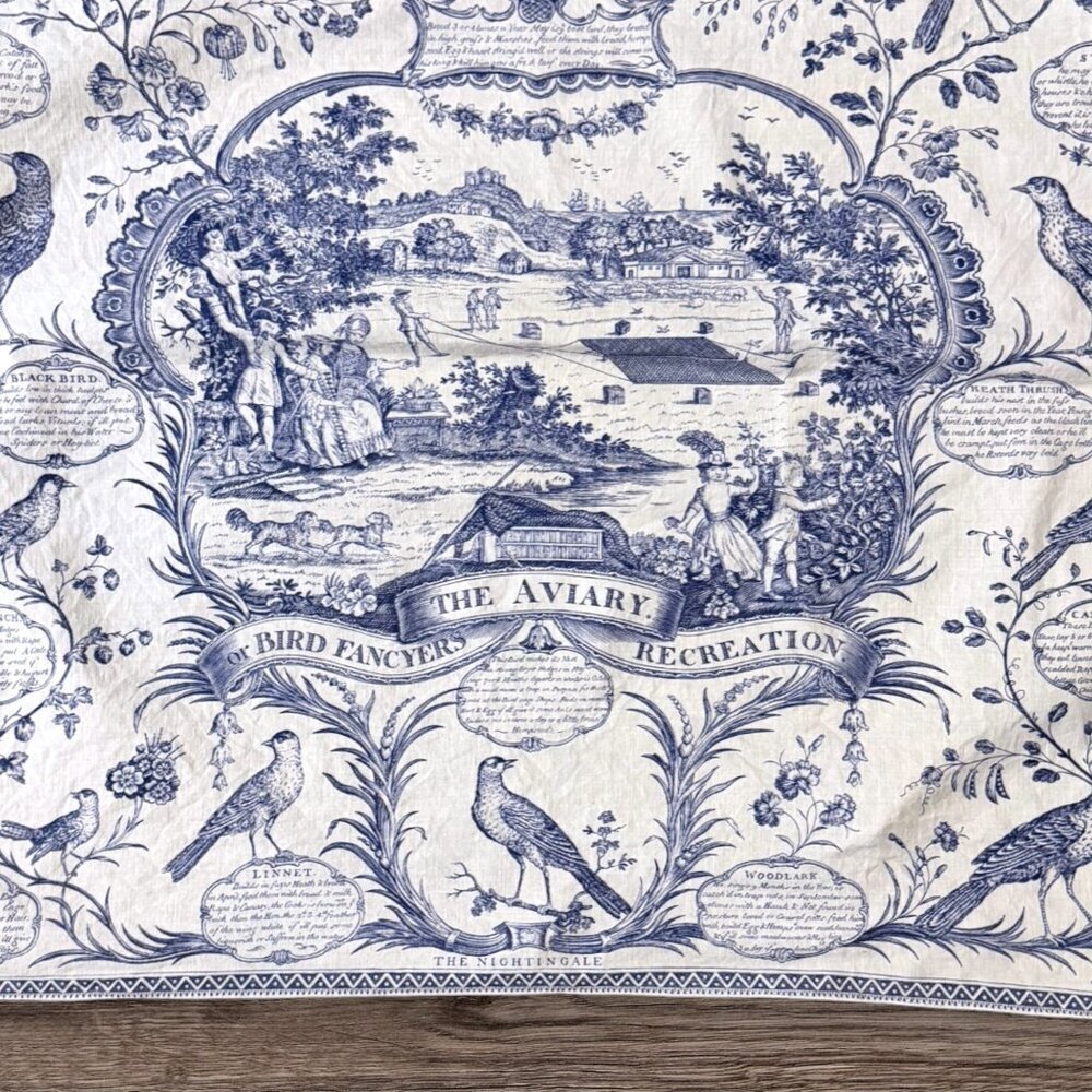 Vintage Aviary Bird Toile Textile Blue White Chinoiserie Wall Art J Laughton - Picture 9 of 11